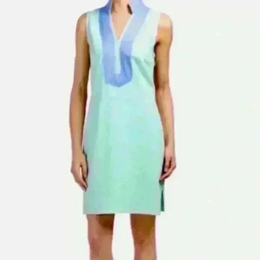 Sail To Sable Linen Tunic Dress Classic in Aqua size XL